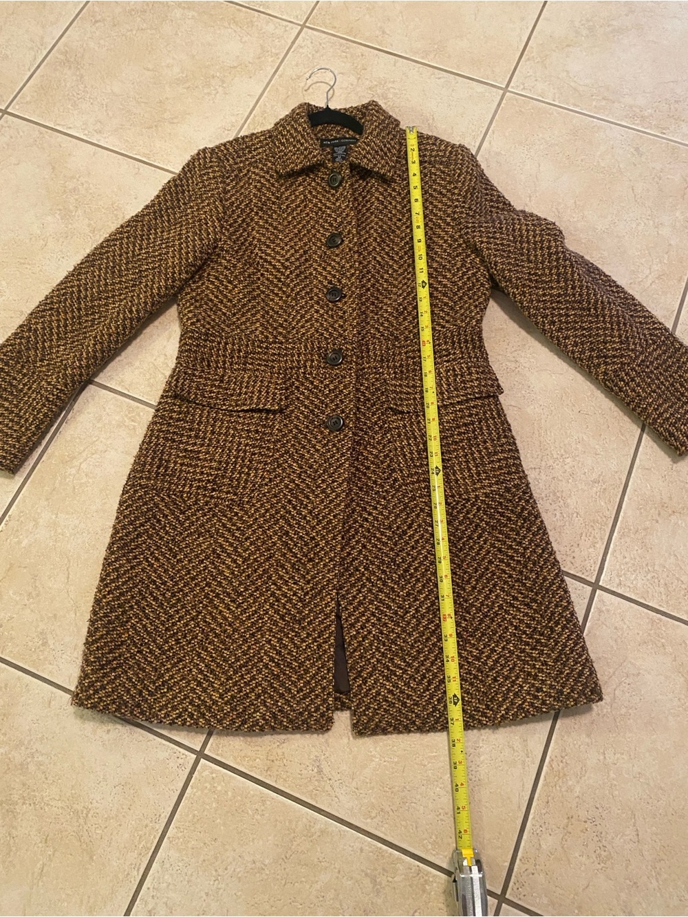 New York & Company Brown Tweed Pea Coat - Picture 5 of 8